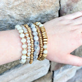 Mix Stackable Charm Stretch Bracelet in Natural - The Pink Pineapple 850