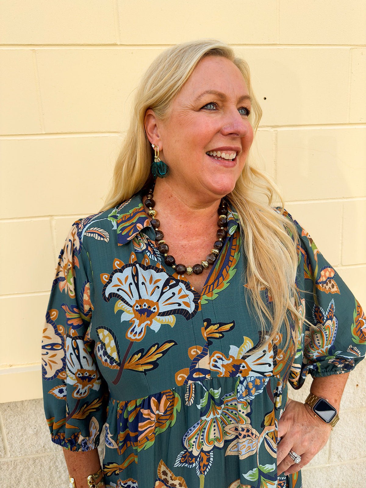 Mocha Marble Beaded Necklace - The Pink Pineapple 850