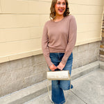 Mocha Poise Button - Cuff Knit Top - The Pink Pineapple 850