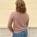 Mocha Poise Button - Cuff Knit Top - The Pink Pineapple 850