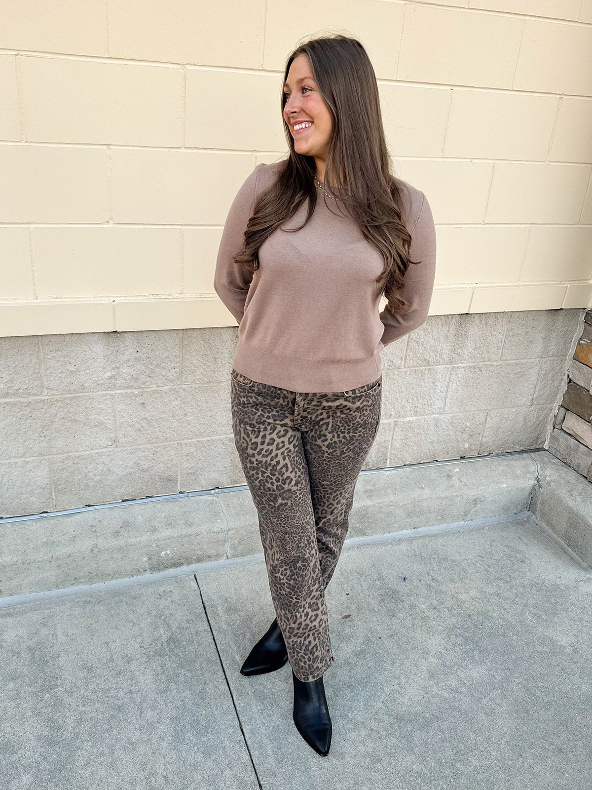 Mocha Poise Button - Cuff Knit Top - The Pink Pineapple 850