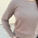 Mocha Poise Button - Cuff Knit Top - The Pink Pineapple 850