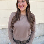 Mocha Poise Button - Cuff Knit Top - The Pink Pineapple 850