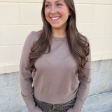 Mocha Poise Button - Cuff Knit Top - The Pink Pineapple 850