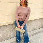 Mocha Poise Button - Cuff Knit Top - The Pink Pineapple 850