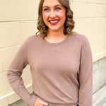 Mocha Poise Button - Cuff Knit Top - The Pink Pineapple 850