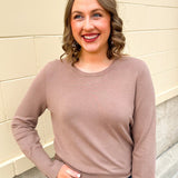 Mocha Poise Button - Cuff Knit Top - The Pink Pineapple 850