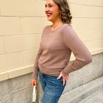 Mocha Poise Button - Cuff Knit Top - The Pink Pineapple 850