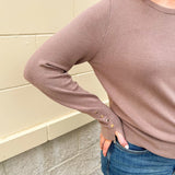 Mocha Poise Button - Cuff Knit Top - The Pink Pineapple 850