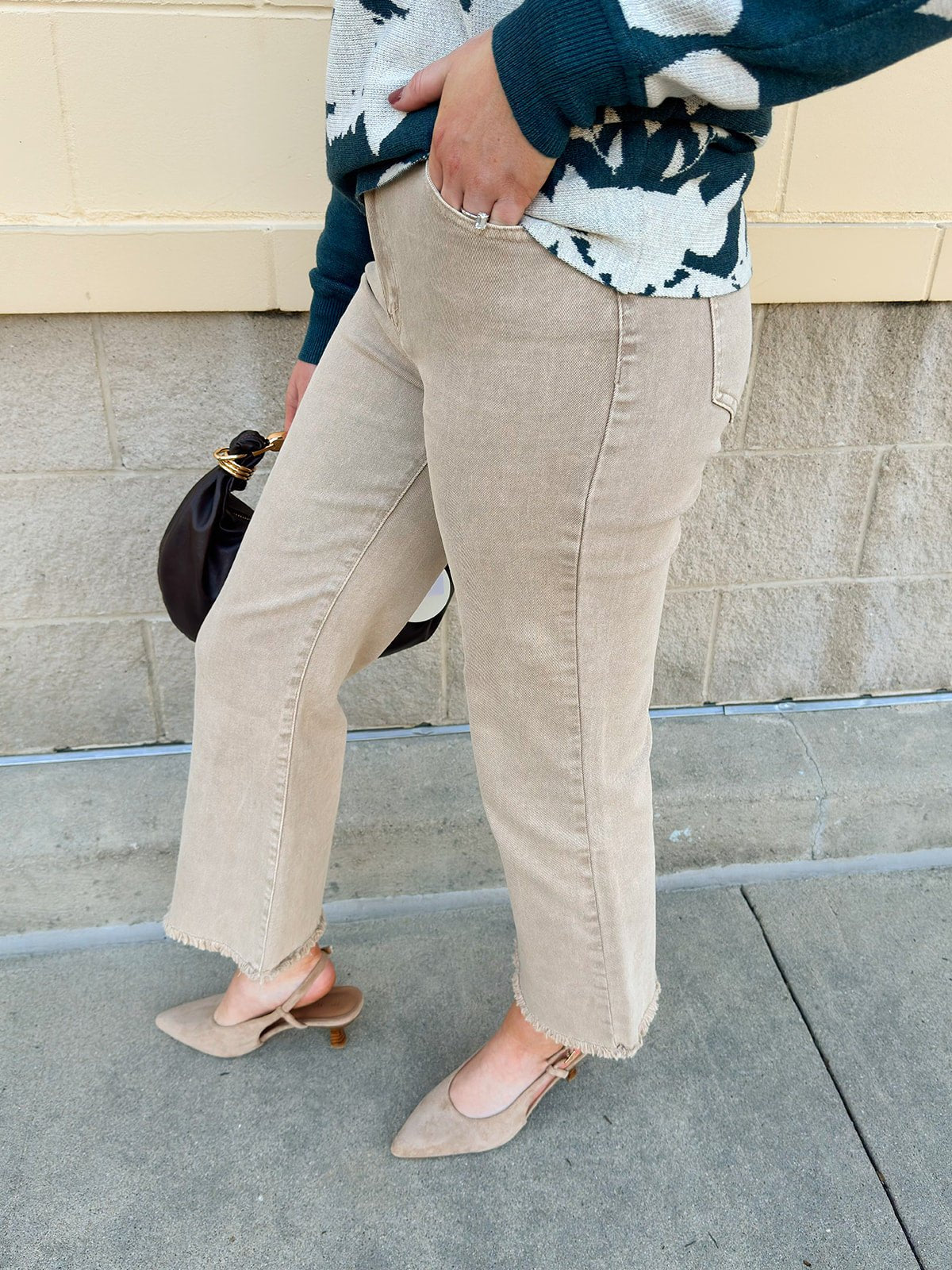 Mocha Wash High Waisted Jeans - The Pink Pineapple 850