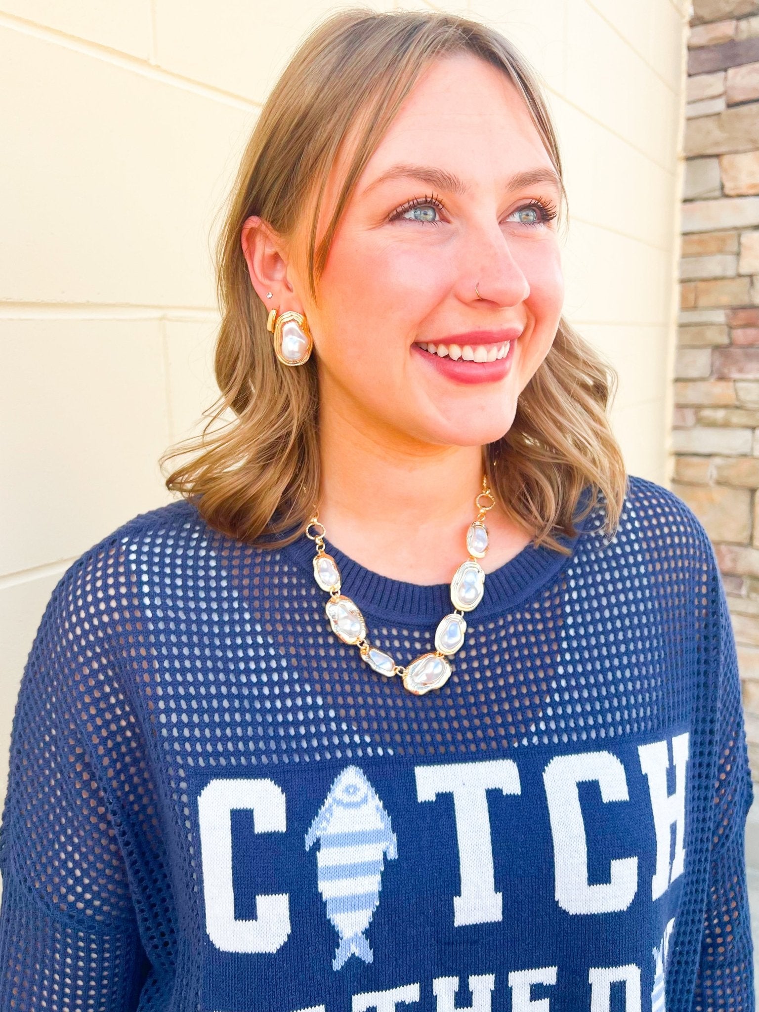 Modern Muse Pearl Frame Necklace - The Pink Pineapple 850