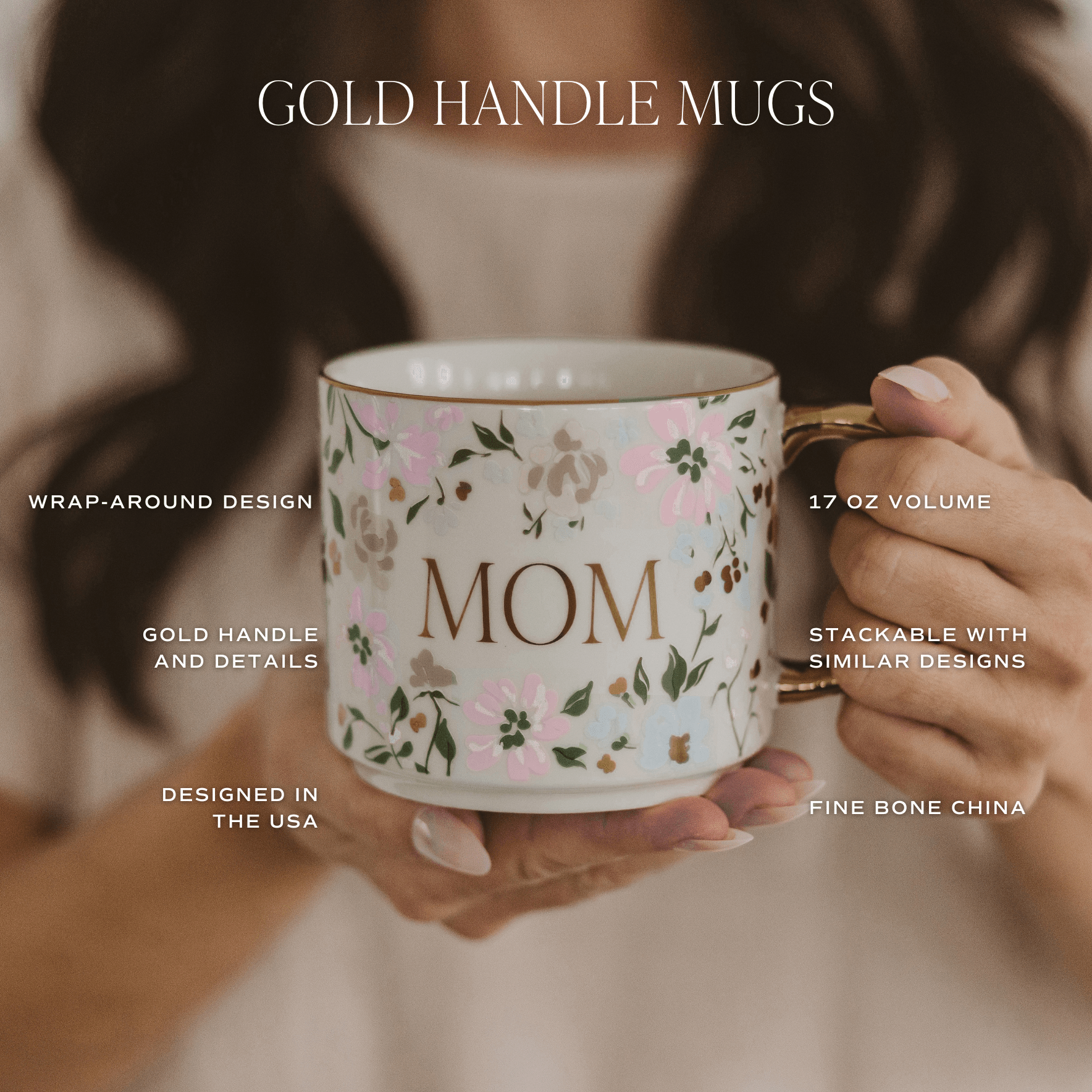 Mom Coffee Mug with Gold Handle - The Pink Pineapple 850