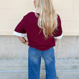 Monaco Contrast V - Neck Top - The Pink Pineapple 850