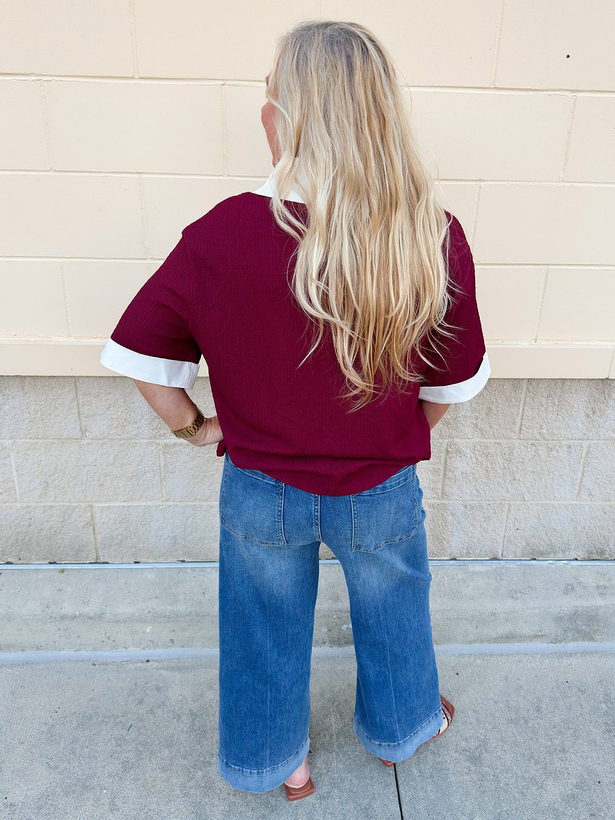 Monaco Contrast V - Neck Top - The Pink Pineapple 850