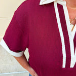 Monaco Contrast V - Neck Top - The Pink Pineapple 850