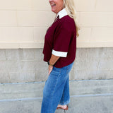 Monaco Contrast V - Neck Top - The Pink Pineapple 850