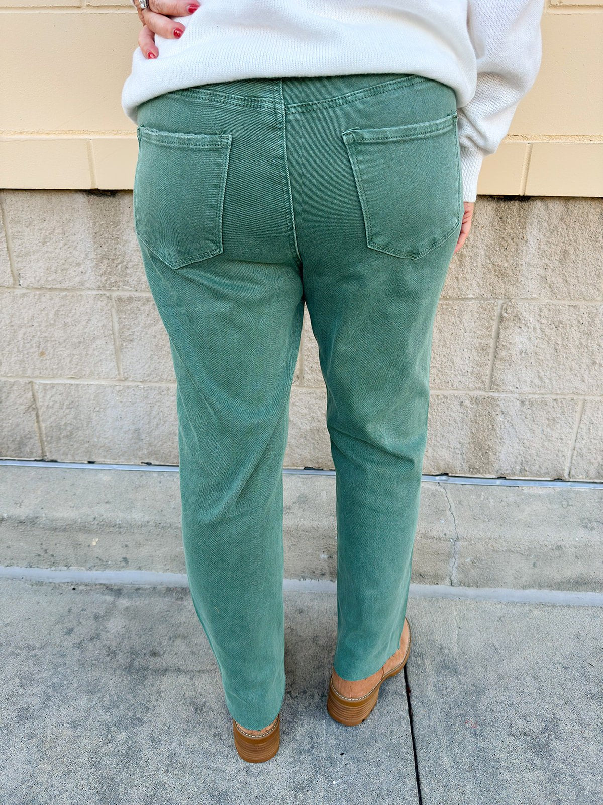 Mosswood Bootcut Pants in Washed Olive - The Pink Pineapple 850