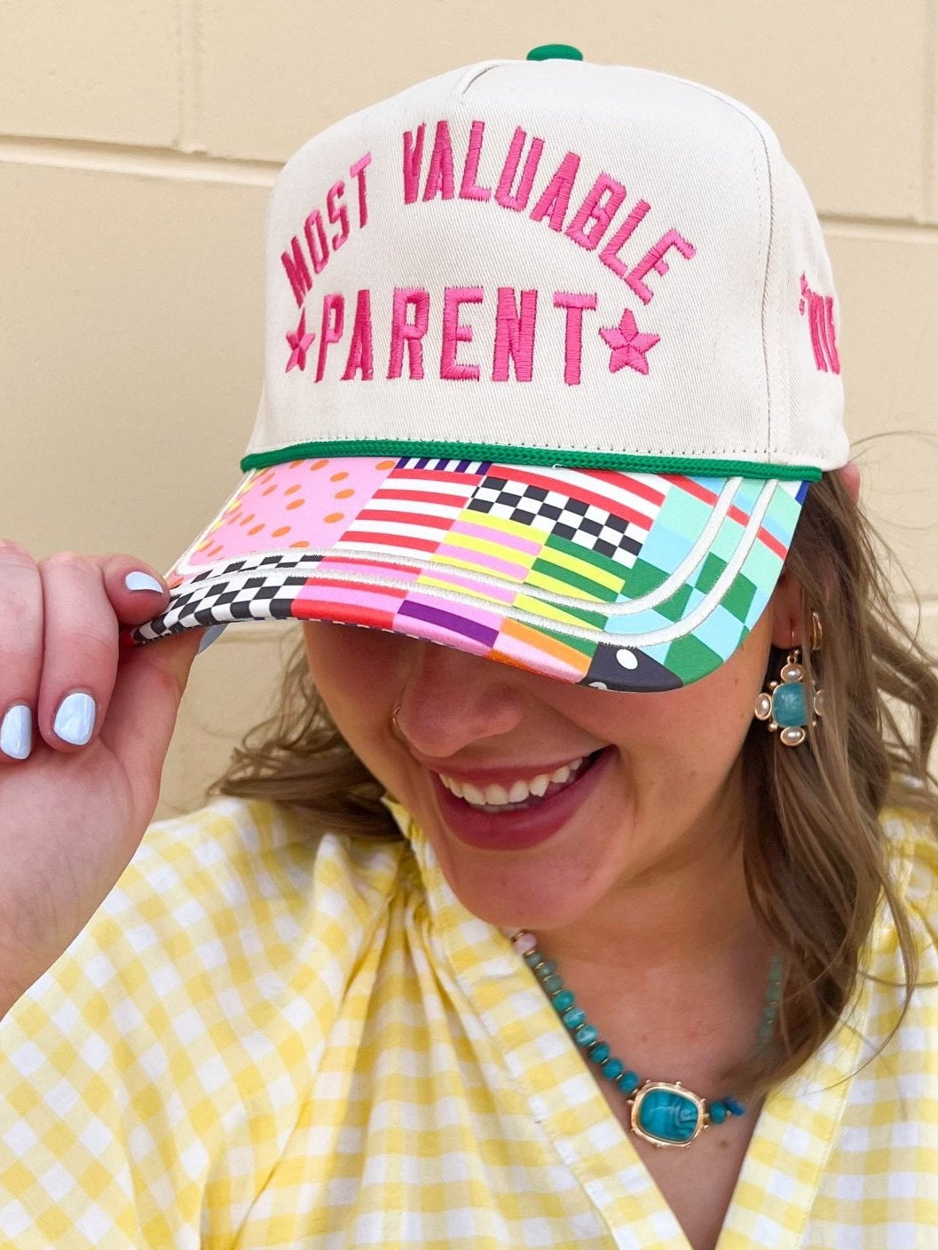 “Most Valuable Parent” Cream Trucker Hat - The Pink Pineapple 850