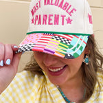 “Most Valuable Parent” Cream Trucker Hat - The Pink Pineapple 850