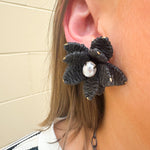 Mudpie Black Raffia Flower Earrings - The Pink Pineapple 850