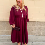 Mulberry Manor Contrast Midi Dress - The Pink Pineapple 850