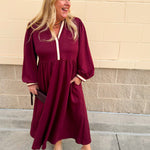 Mulberry Manor Contrast Midi Dress - The Pink Pineapple 850