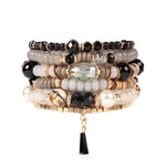 Multi Stone Beads Stackable Bracelet Black - The Pink Pineapple 850