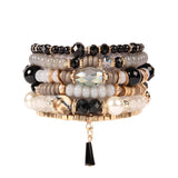 Multi Stone Beads Stackable Bracelet Black - The Pink Pineapple 850