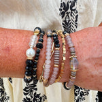 Multi Stone Beads Stackable Bracelet Black - The Pink Pineapple 850
