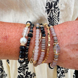 Multi Stone Beads Stackable Bracelet Black - The Pink Pineapple 850
