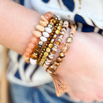 Multi Stone Beads Stackable Bracelet Light Brown - The Pink Pineapple 850