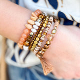 Multi Stone Beads Stackable Bracelet Light Brown - The Pink Pineapple 850