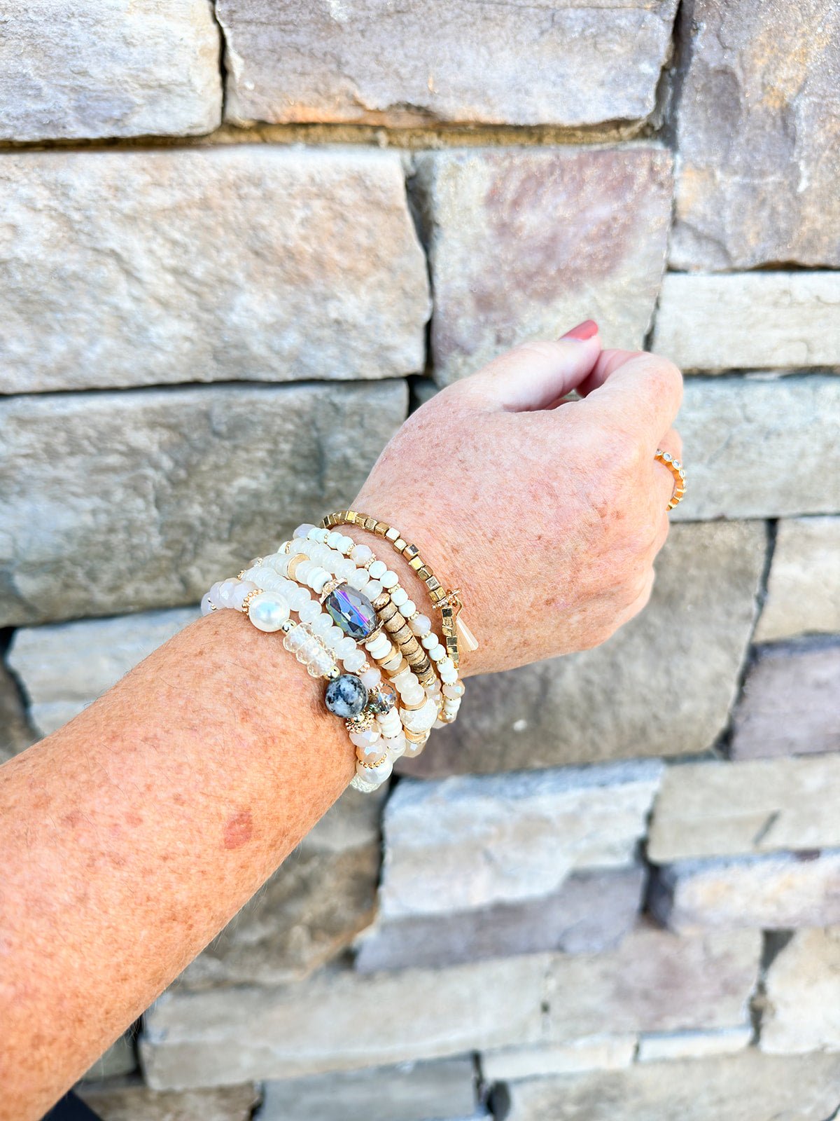 Multi Stone Beads Stackable Bracelet Natural - The Pink Pineapple 850