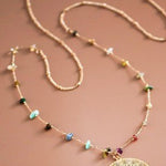 MultI Stone Gold Plated Filigree Pendant Necklace - The Pink Pineapple 850