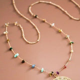 MultI Stone Gold Plated Filigree Pendant Necklace - The Pink Pineapple 850