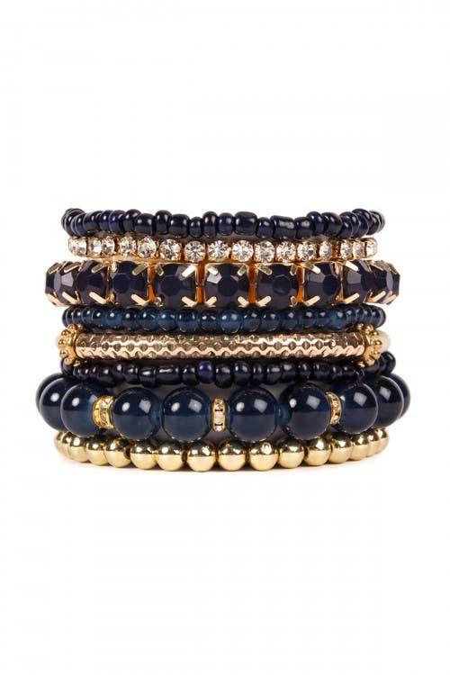 Multicolor Stretch Bracelet Navy - The Pink Pineapple 850