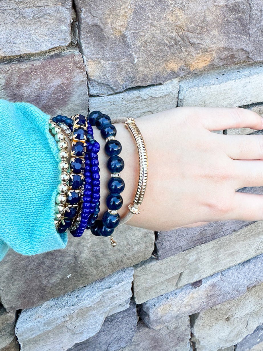 Multicolor Stretch Bracelet Navy - The Pink Pineapple 850