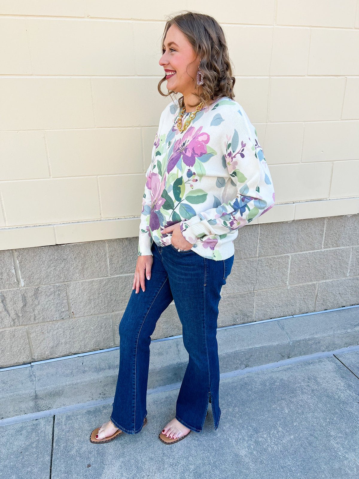 Muted Meadow Graphic Sweater - The Pink Pineapple 850