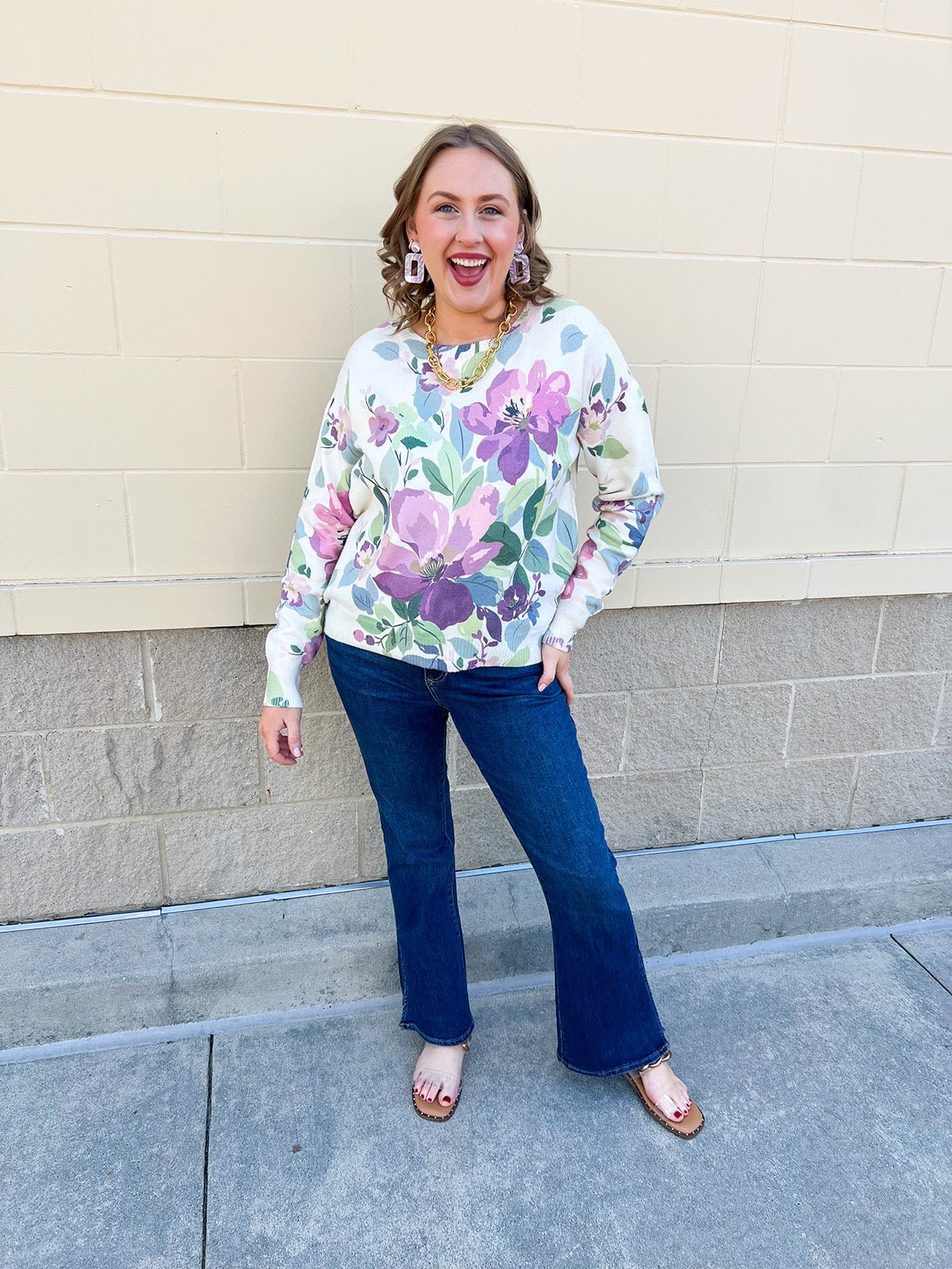 Muted Meadow Graphic Sweater - The Pink Pineapple 850