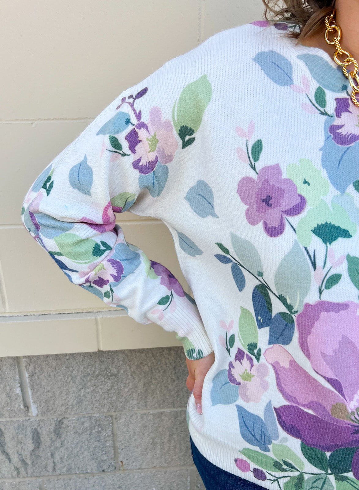 Muted Meadow Graphic Sweater - The Pink Pineapple 850