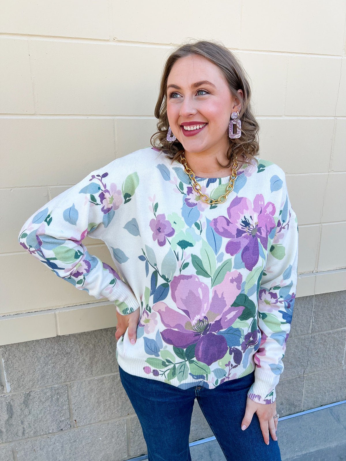 Muted Meadow Graphic Sweater - The Pink Pineapple 850