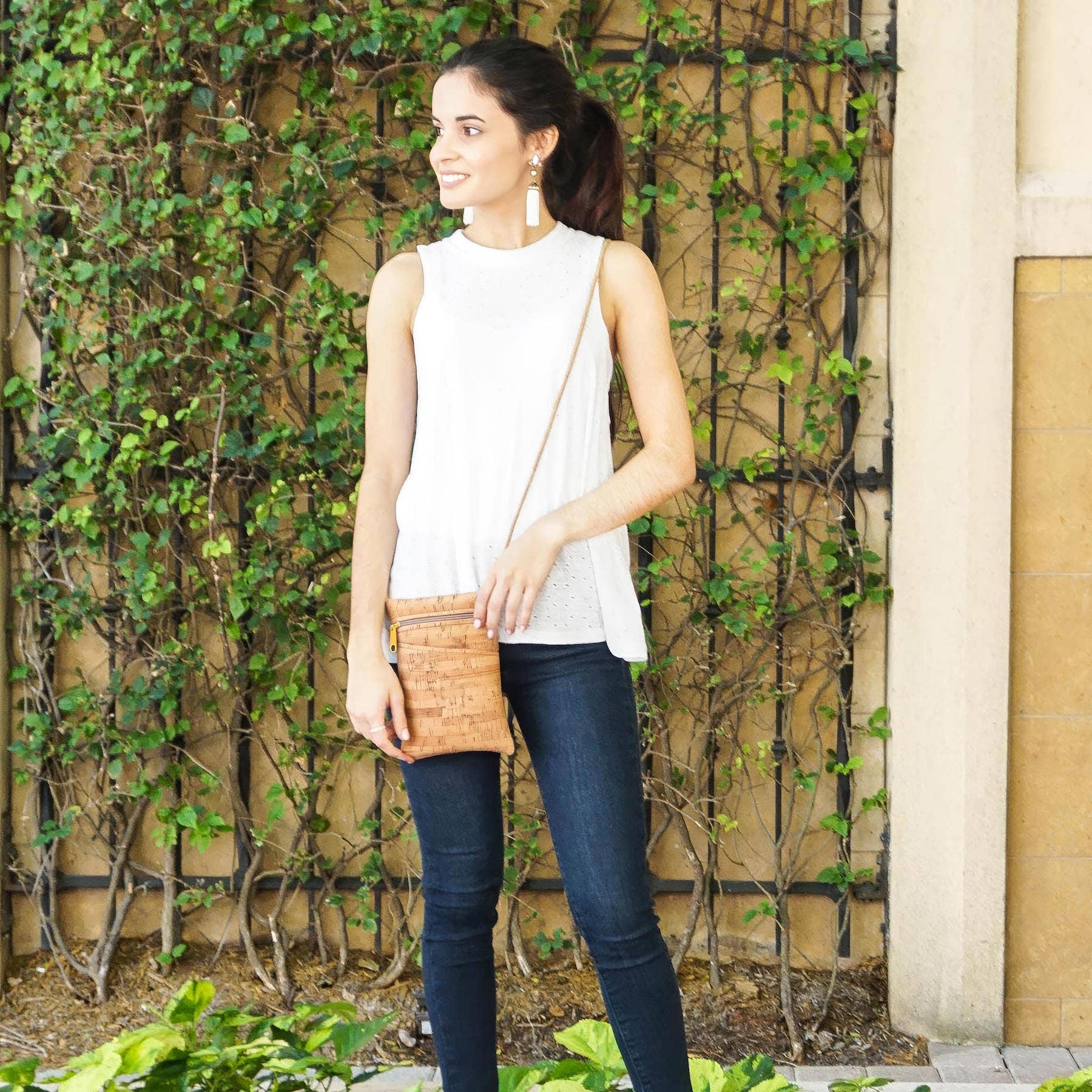[Natalie Therese] Handmade Mini Genuine Cork Crossbody Bag - The Pink Pineapple 850