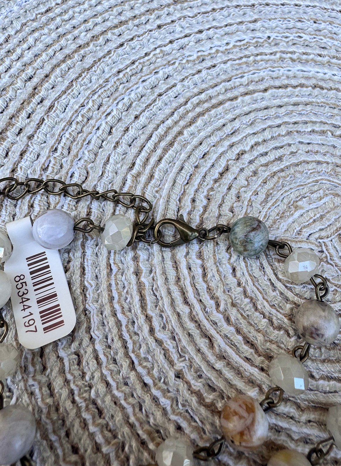 Natural Stone Bead Necklace with Agate Pendant-Cream - The Pink Pineapple 850