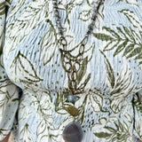 Natural Stone Bead Necklace with Stone Pendant - Gray - The Pink Pineapple 850