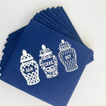 Navy Mahjong Ginger Jar Hostess Napkins - The Pink Pineapple 850