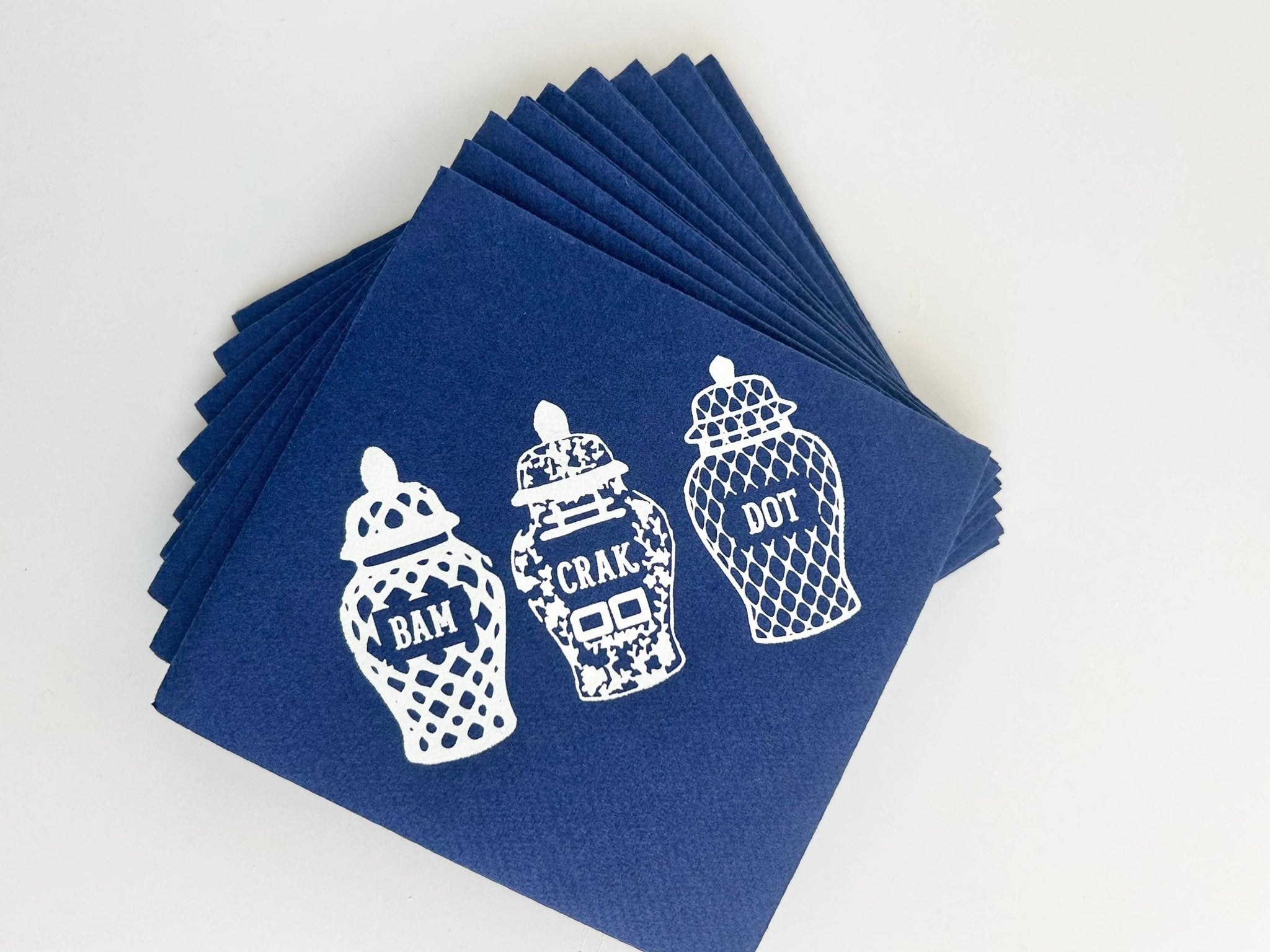 Navy Mahjong Ginger Jar Hostess Napkins - The Pink Pineapple 850