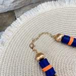 Navy, Orange & Gold School Spirit Necklace - The Pink Pineapple 850