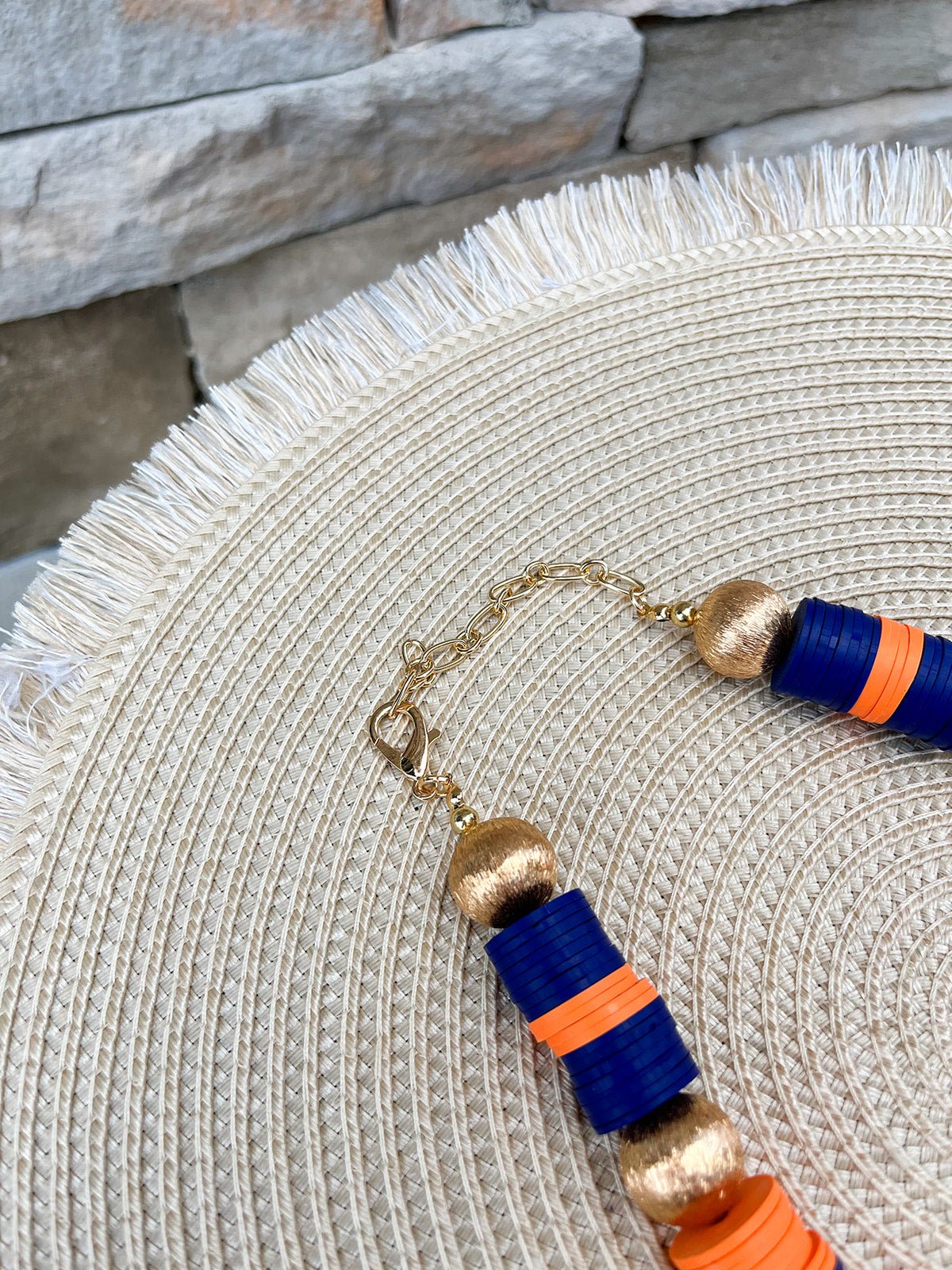 Navy, Orange & Gold School Spirit Necklace - The Pink Pineapple 850