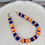 Navy, Orange & Gold School Spirit Necklace - The Pink Pineapple 850
