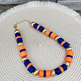 Navy, Orange & Gold School Spirit Necklace - The Pink Pineapple 850